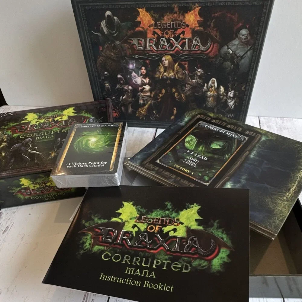 Mythica Gaming Legends of Draxia 2nd Ed + Corrupted Mana Expansion 1-6P 10+